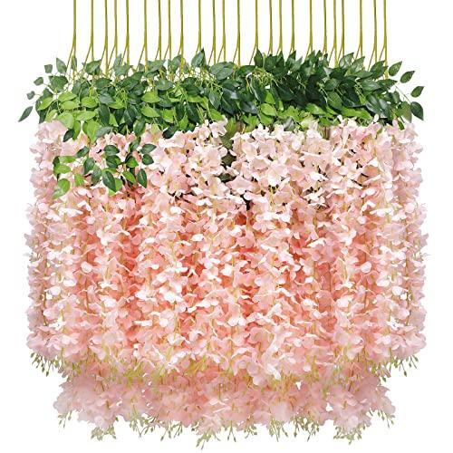 U’Artlines 12 Pack (Total 43.2 Feet) Artificial Fake Wisteria Vine Rattan
