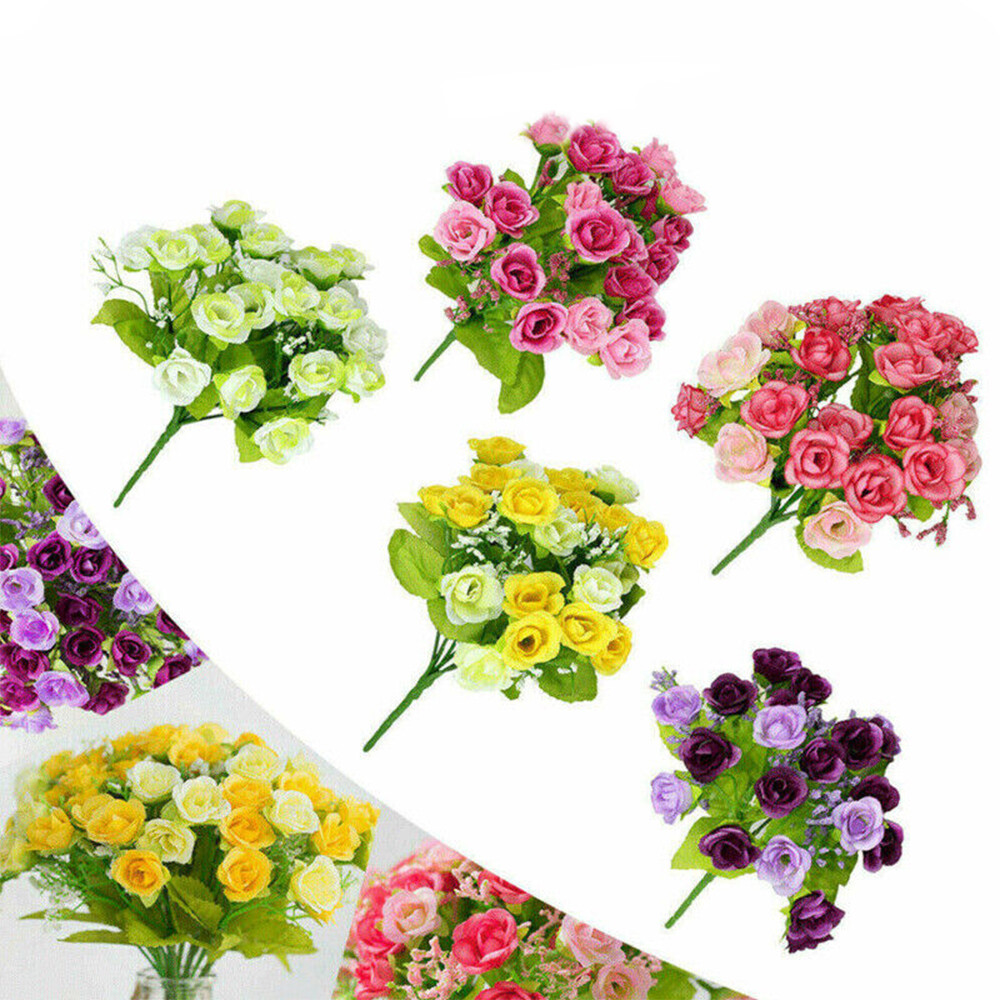 21 Heads Rose Bunch Artificial Flower Home Decor Bridal Bouquet Floral Wedding