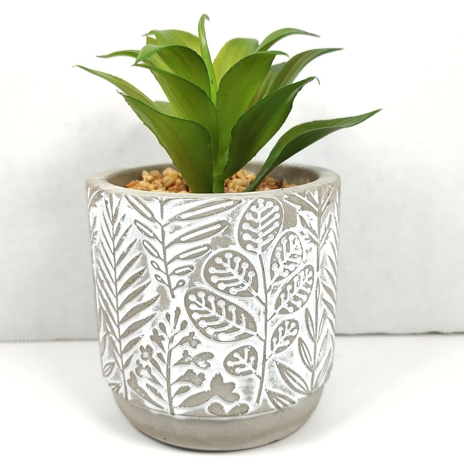 Old East Main Co Neutral Tranquility Artificial Succulent Potted Plant Pebbles