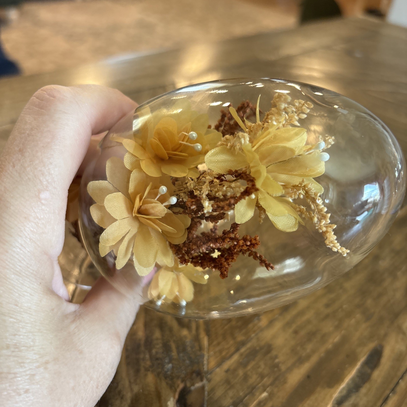 Vintage Dried Flowers Glass Bulb Cork Base