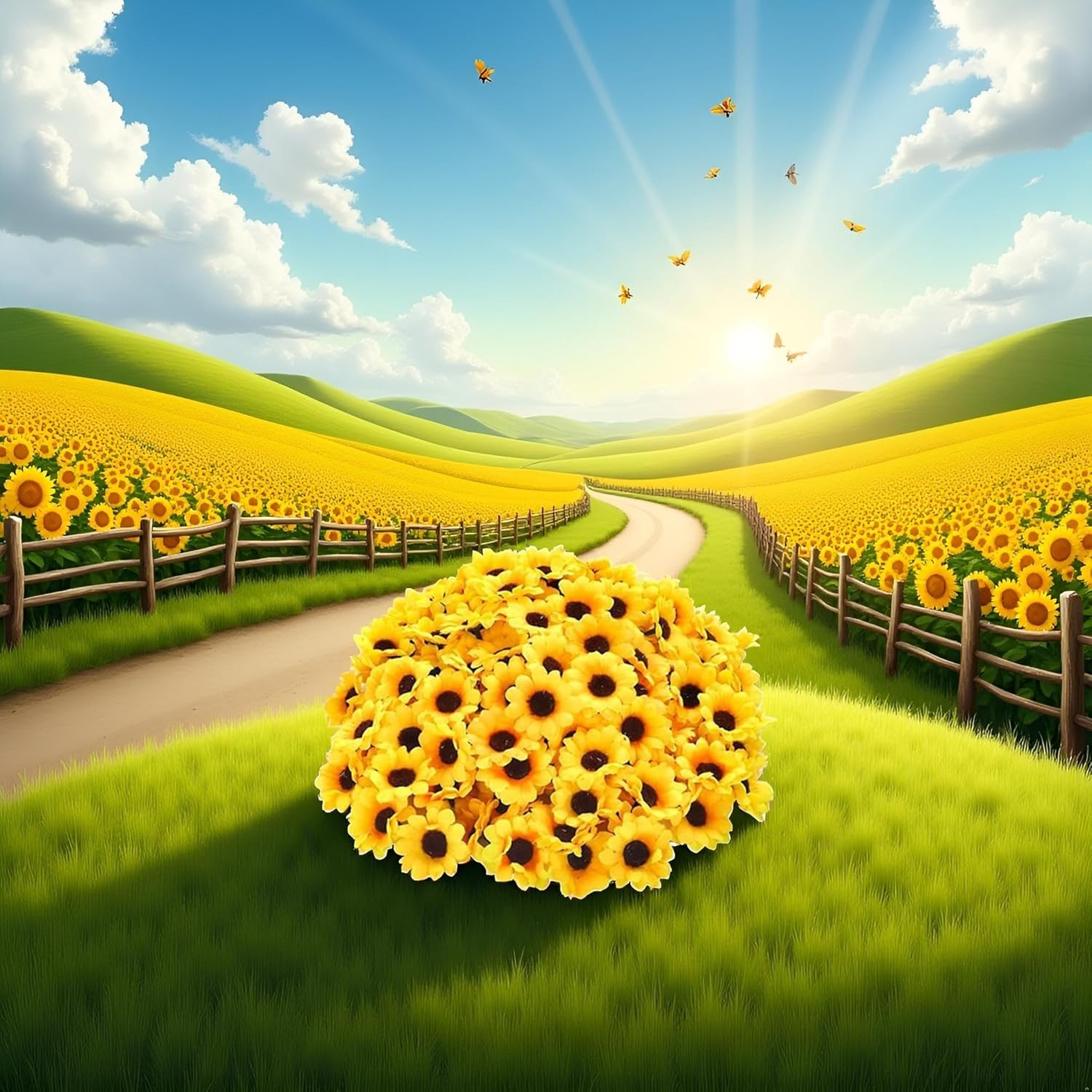 100 Pcs Mini Yellow Artificial Sunflower Heads for Craft and Decor