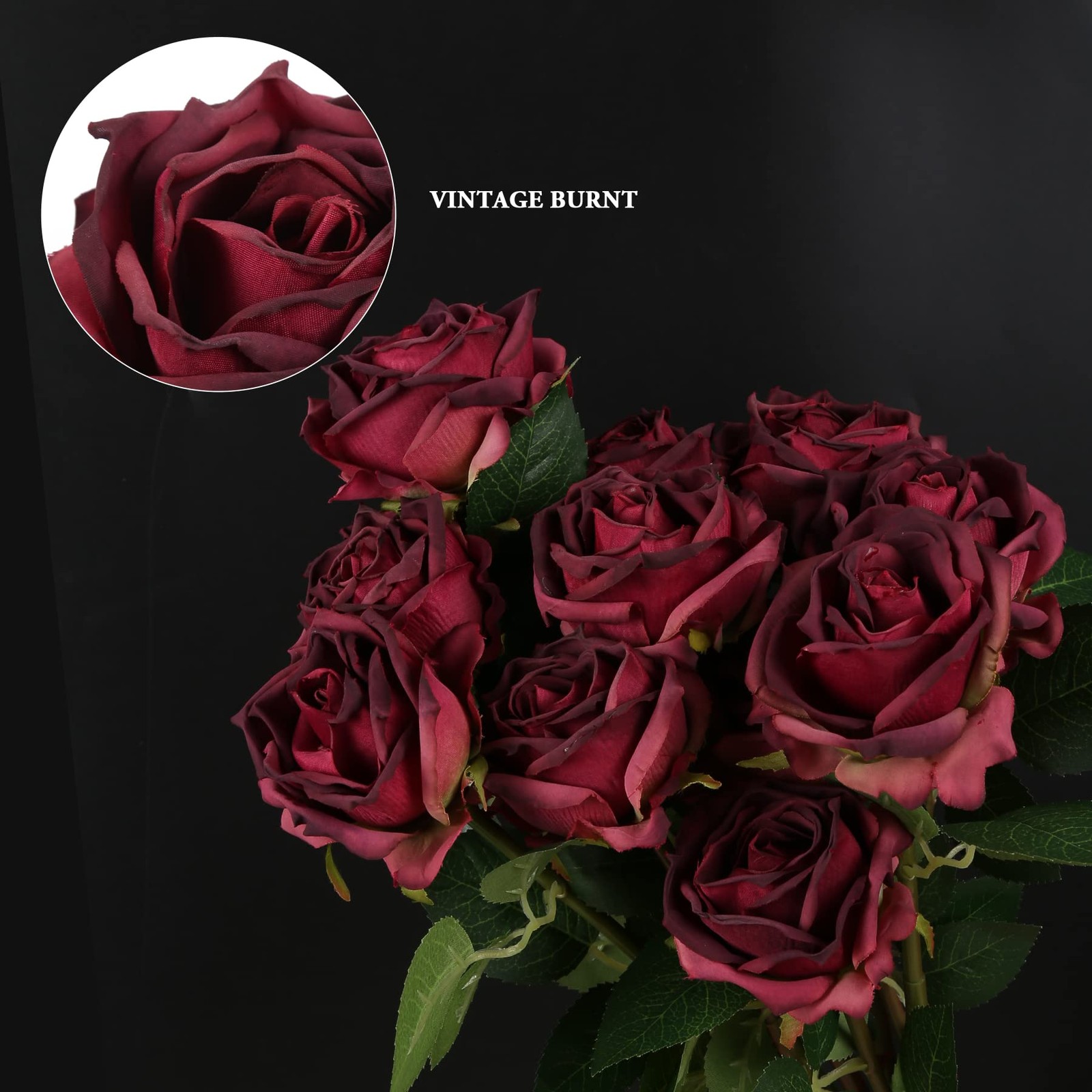 Burgundy Roses Artificial Flowers 12PCS Roses Flowers Heads Dried Silk Flower…