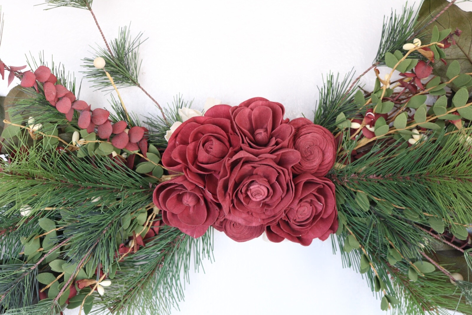 Christmas/Winter Sola Wood Flower Swag Door/Wall Hanging or Table Centerpiece