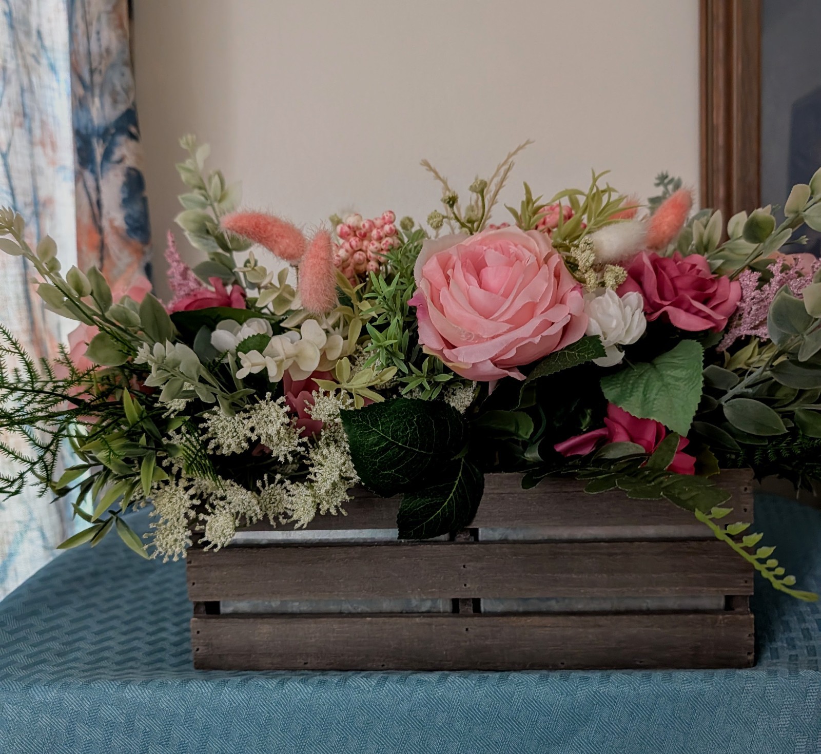 Large Rustic Peony Bouquet in Wood Crate – Country Charm