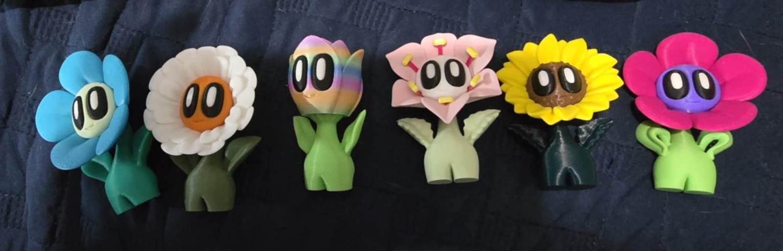 3D Printed Blob Flower Set with pots, 12 pieces total, Multicolor Lot