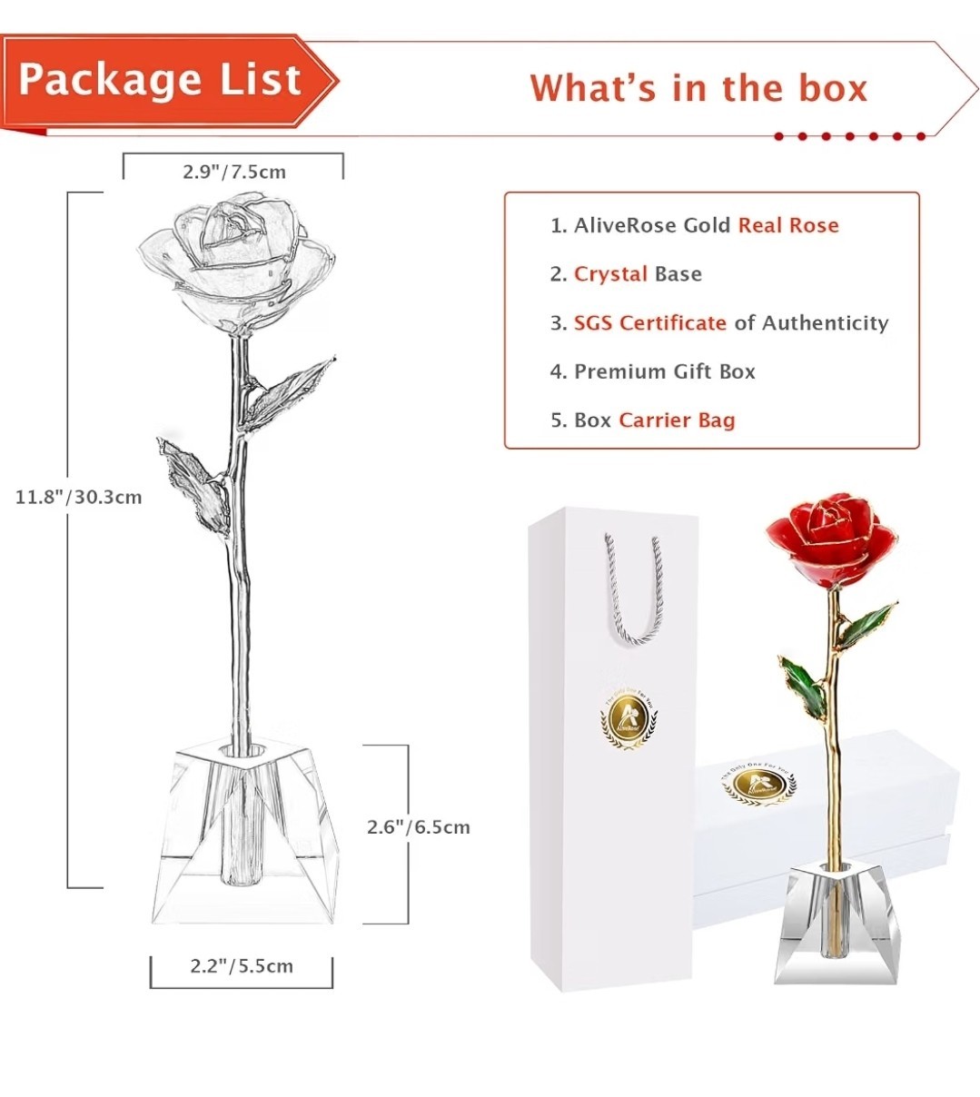24K Gold Rose, Gold Dipped Rose Made from Real Rose Best Gifts for her and Gr…