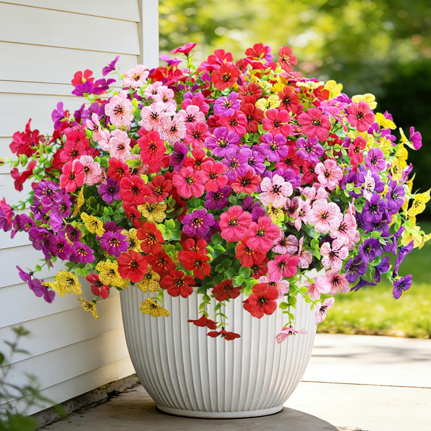 Artificial Flowers for Outdoors 12 Mix 6 Color UV Resistant Faux Plants