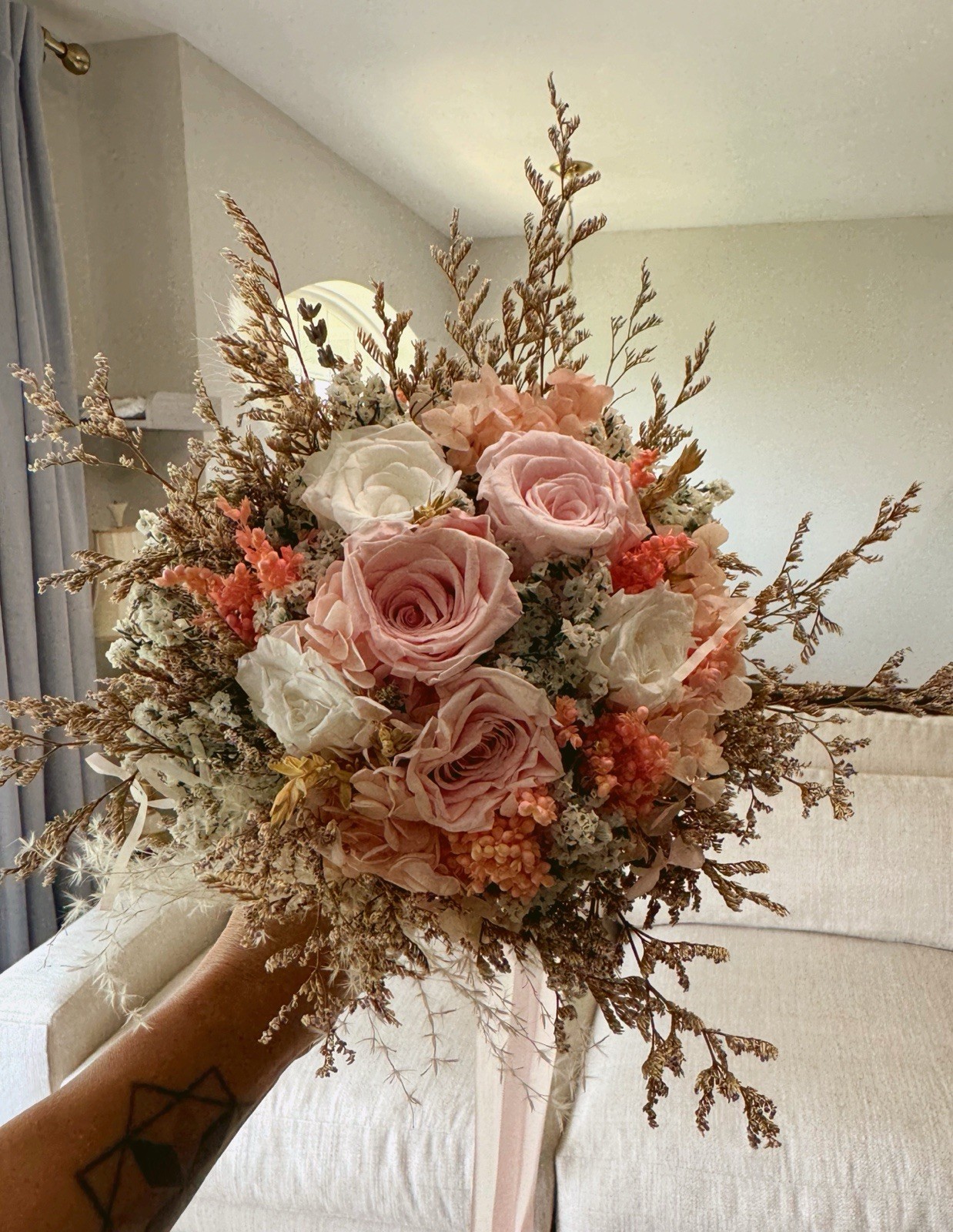 Preserved Flowers Bucket, Bridal Bucket, Preserved Flowers Gift