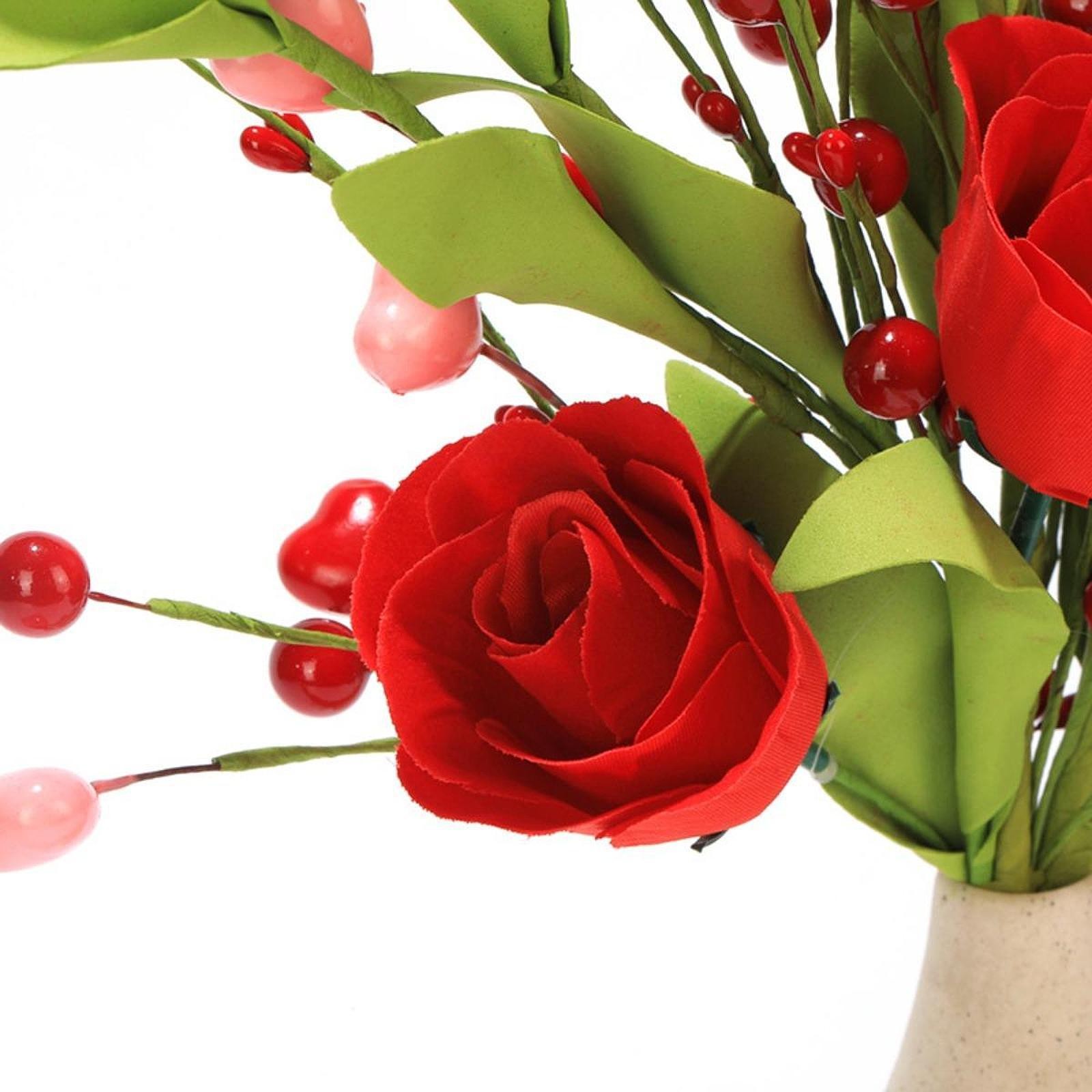 3x Artificial Flowers Floral Picks Decorative Valentines Day Decorations for