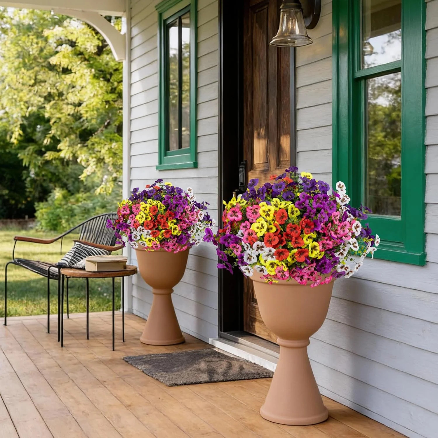 24 Bundles Artificial Fake Flowers Plants for Outdoor Decoration(6 Color) | Faux