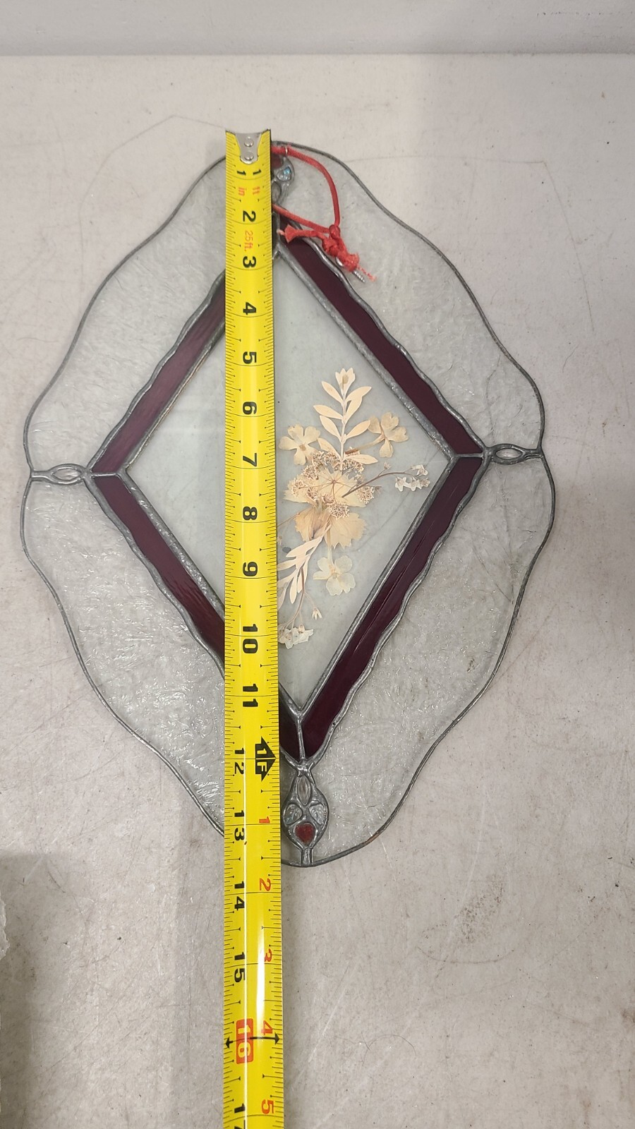 Pressed Dried Flowers Beveled Glass, Stained, Leaded Window Art Decor