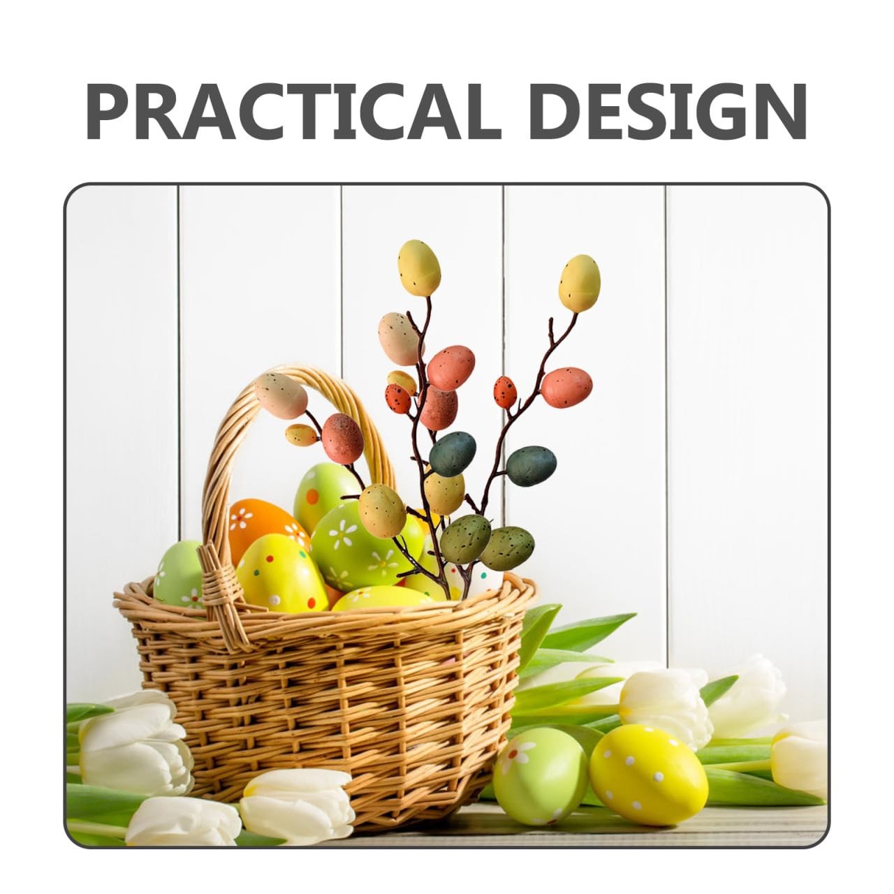 5 Pcs Artificial Easter Egg Tree Branches with Colorful Egg Picks and Floral …