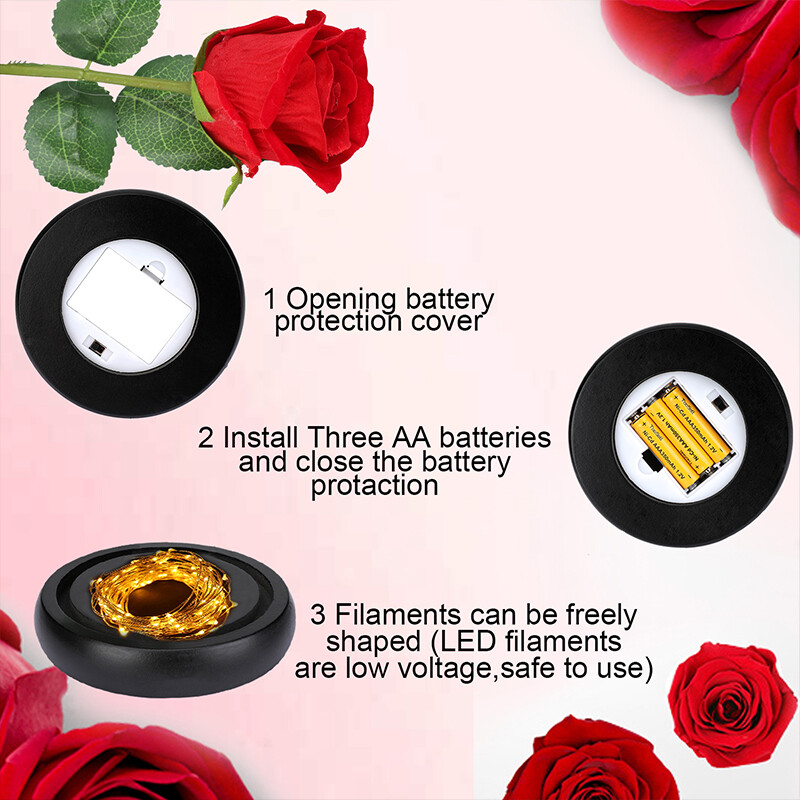 Eternal Rose in Glass Dome Preserved Rose LED Light Valentine’s Day Gift For Her