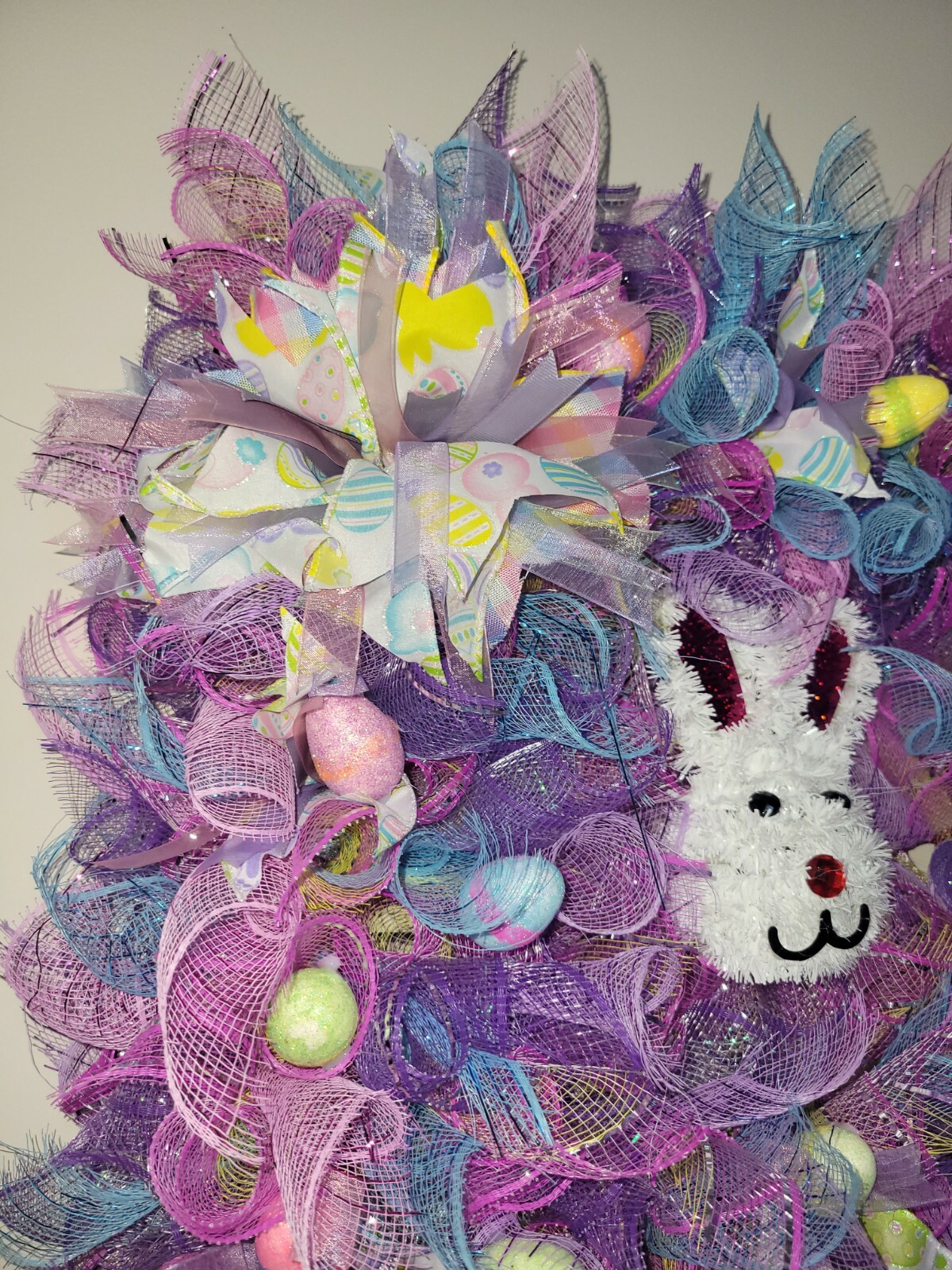 ESTER bunny HAPPY Mesh Front Door Wreath Decor Decoration square pink blue yello