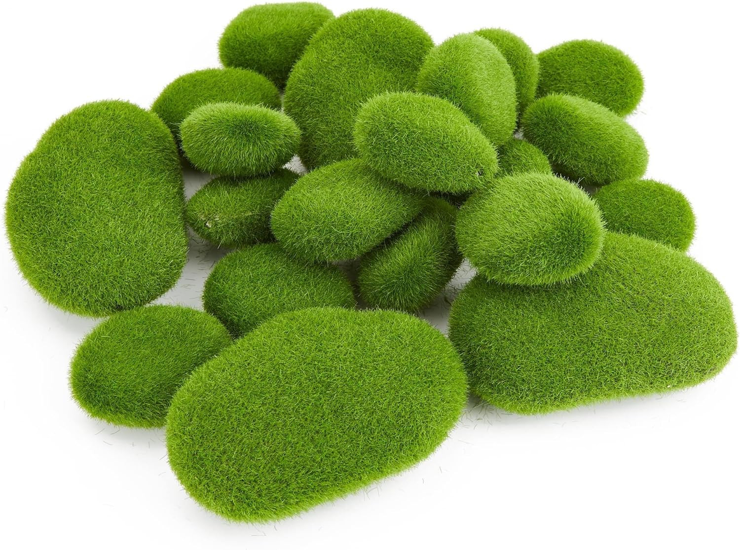 Fensong 20Pcs Artificial Moss Rocks (2 Sizes),Green Moss Decoration, Suitable