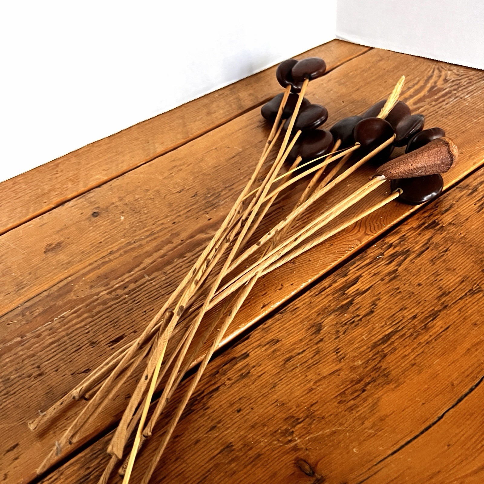 Wood Seed Pods W/Stem (11x) For Floral Arrangements Vases Decor MCM