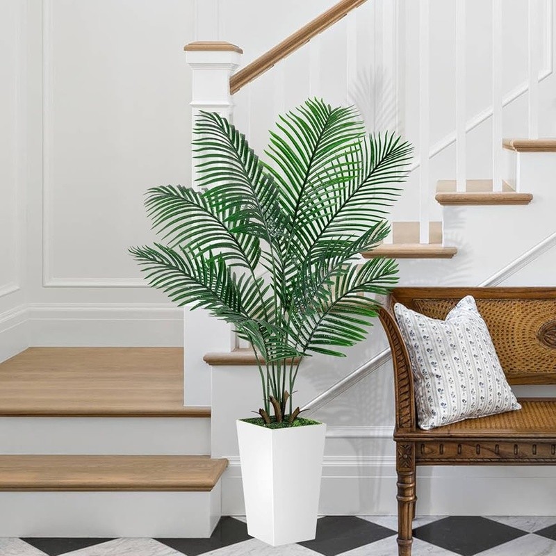 Realistic Artificial Palm Tree in Removable Square Planter Indoor Home Decor New