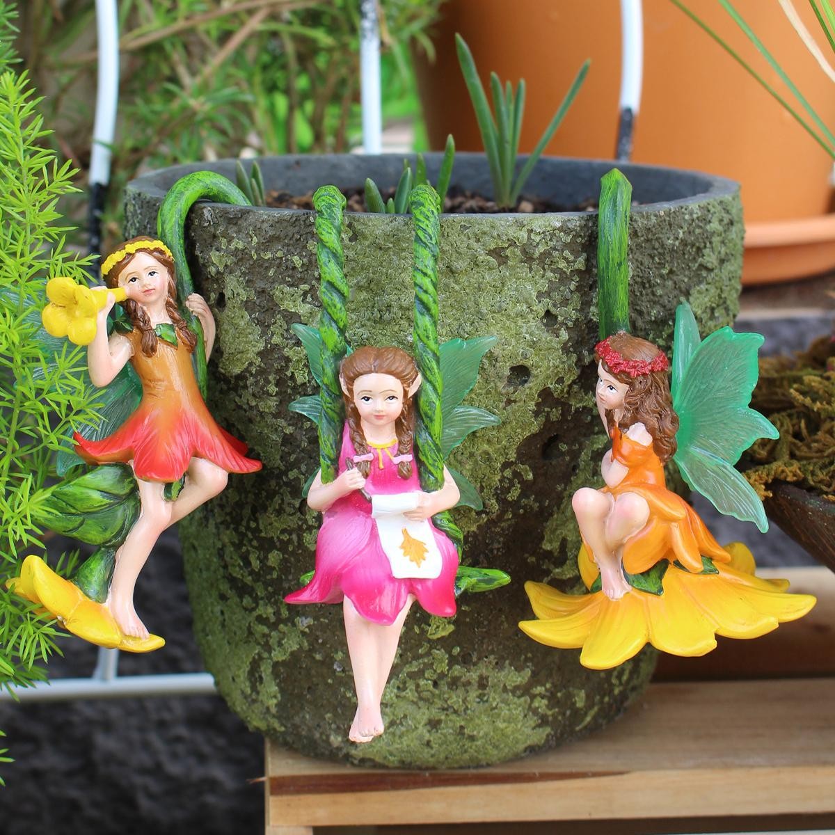 3pc Tree Vine Flower Fairy Diy Garden Bonsai Pendant Home Decor Craft