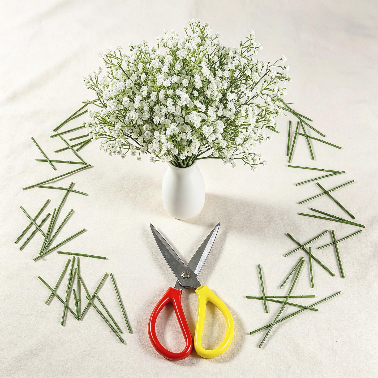 100 PCS Babys Breath Artificial Flowers White Real Touch Gypsophila Decor