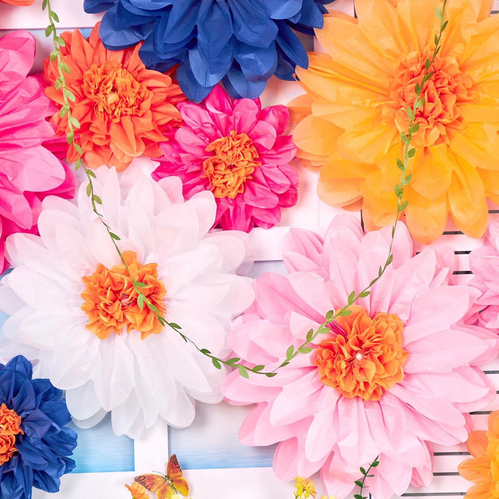 Wildflower Flowers, 14 Pcs Flowers Decorations for Wall, 8 in, 14 Inch Tissue…