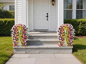 Artificial Hanging Flowers for Outdoors, 6PCS Faux Silk Artificial Flowers for