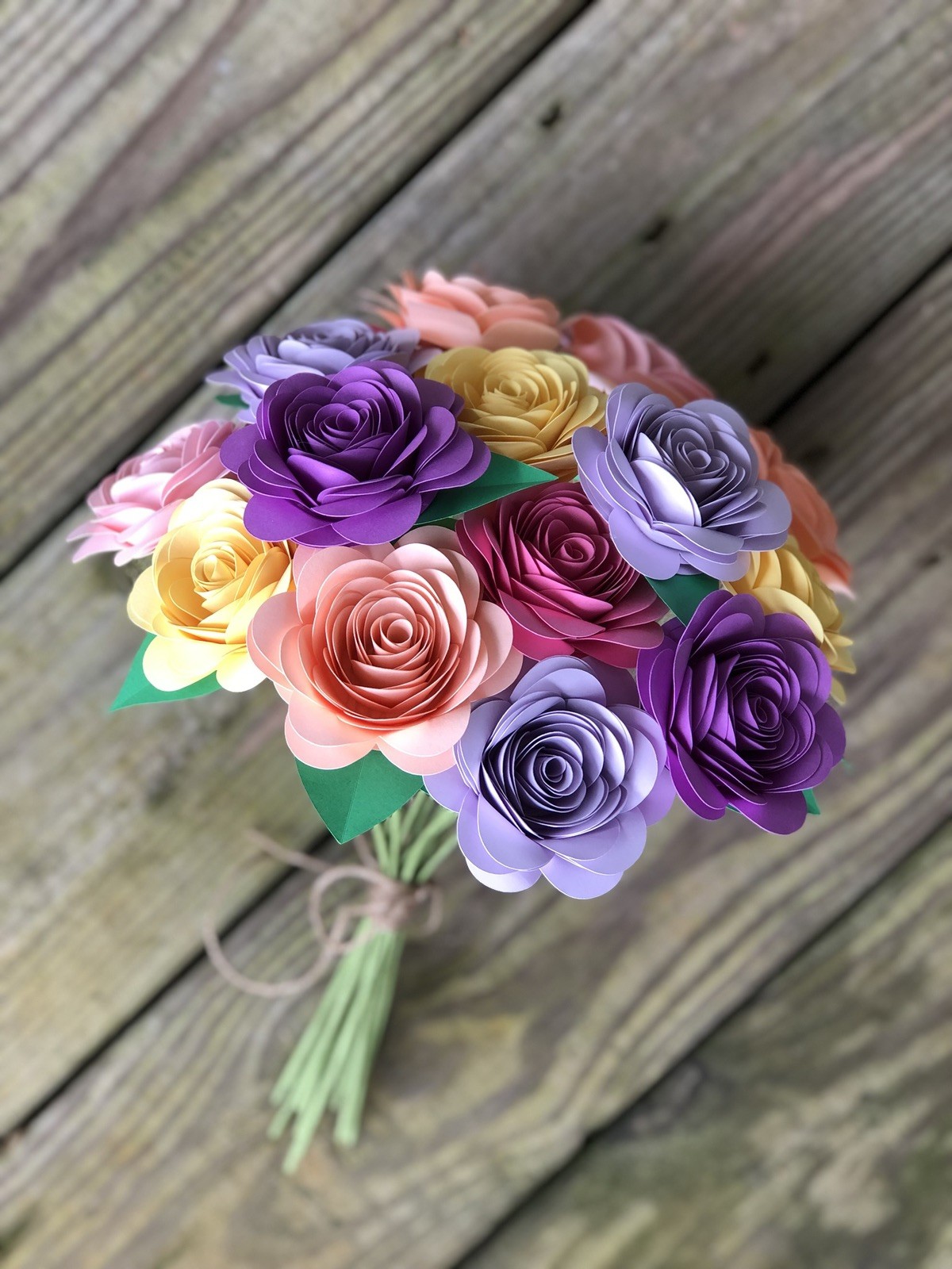Paper Flower Gift Bouquet With Multi Colored Roses, Paper Flowers