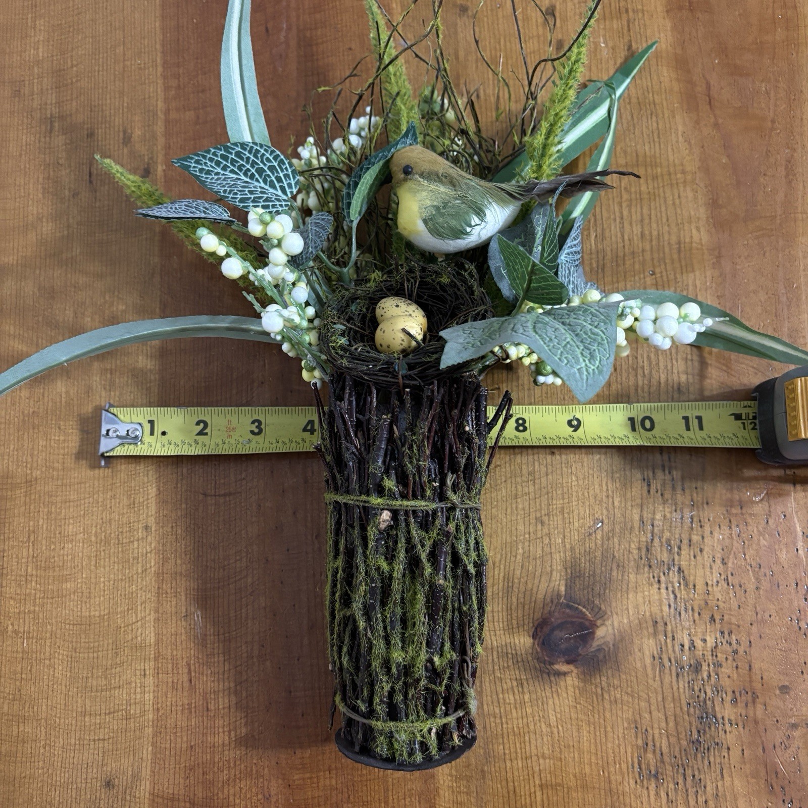 Artificial Grapevine Table Top Bird w Nest & Greenery Decor 14” tall