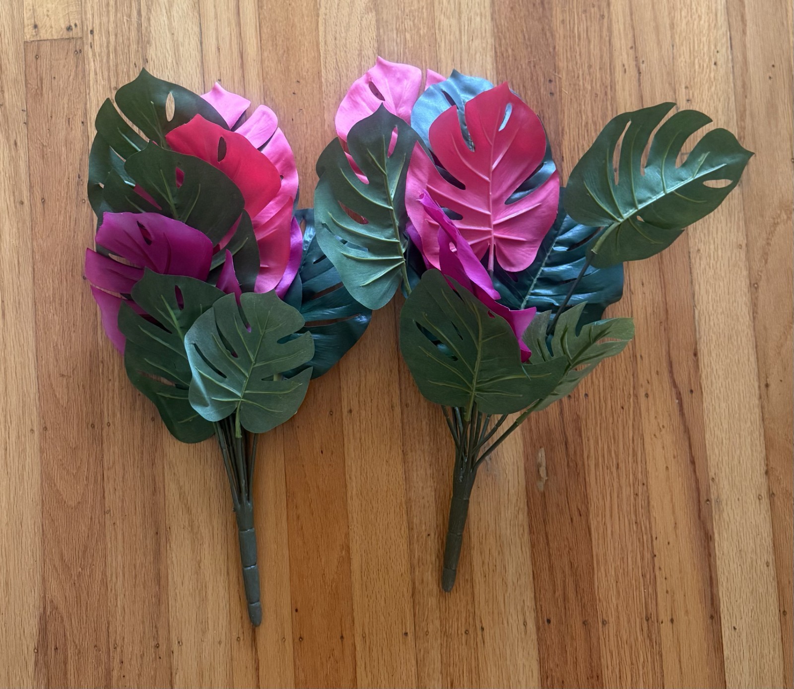 Set of SIX (6) Artificial Monstera Leaf Stems, Assorted Colors, Ashland Brand