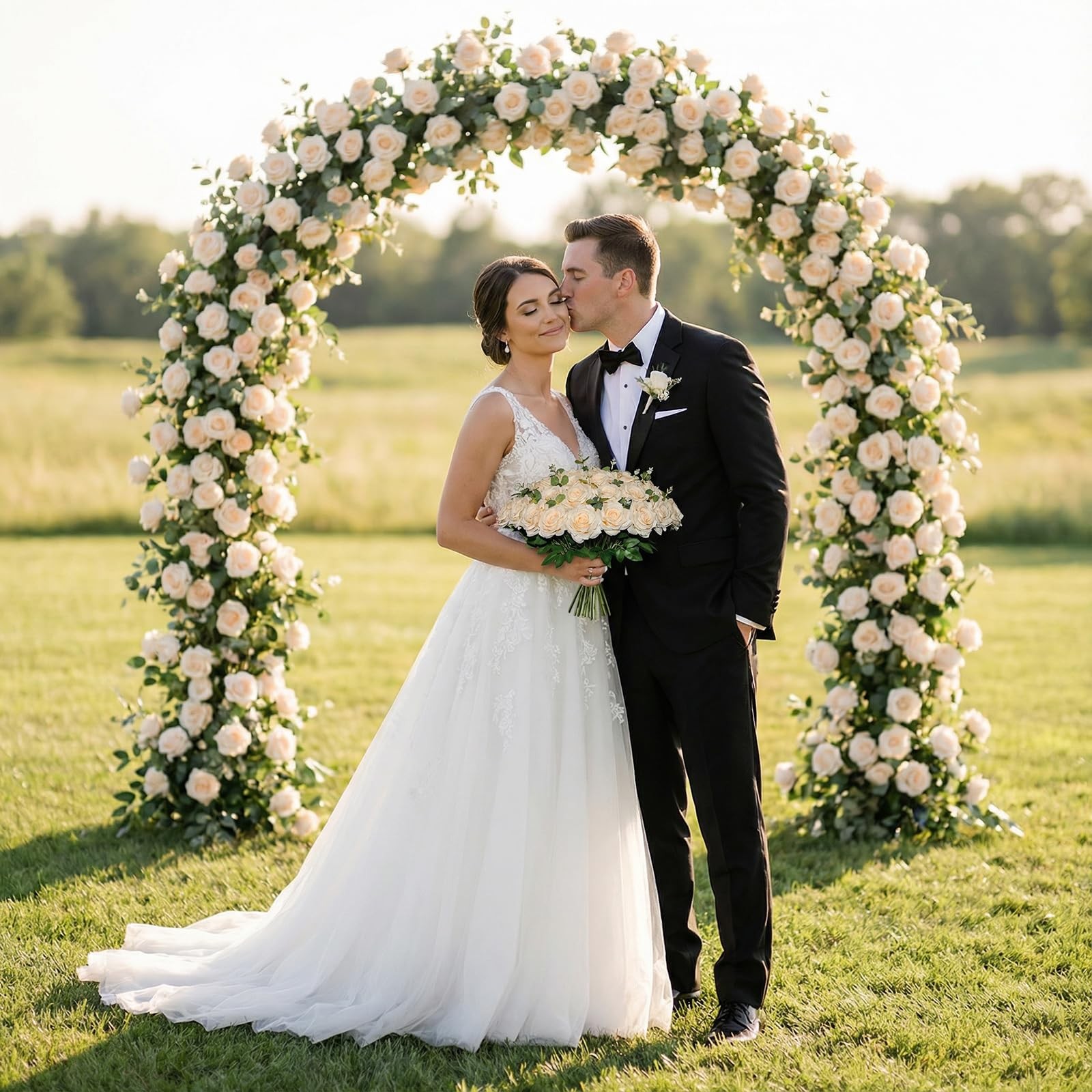 Champagne Roses Artificial Giant Flowers,50PCS 4 Inch Large Fake Roses Bulk