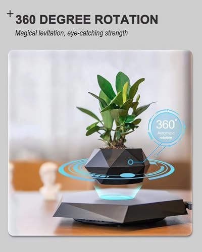Levitating Plant Pot, Floating Plant Pot for Air Bonsai Planter, Magnetic Black