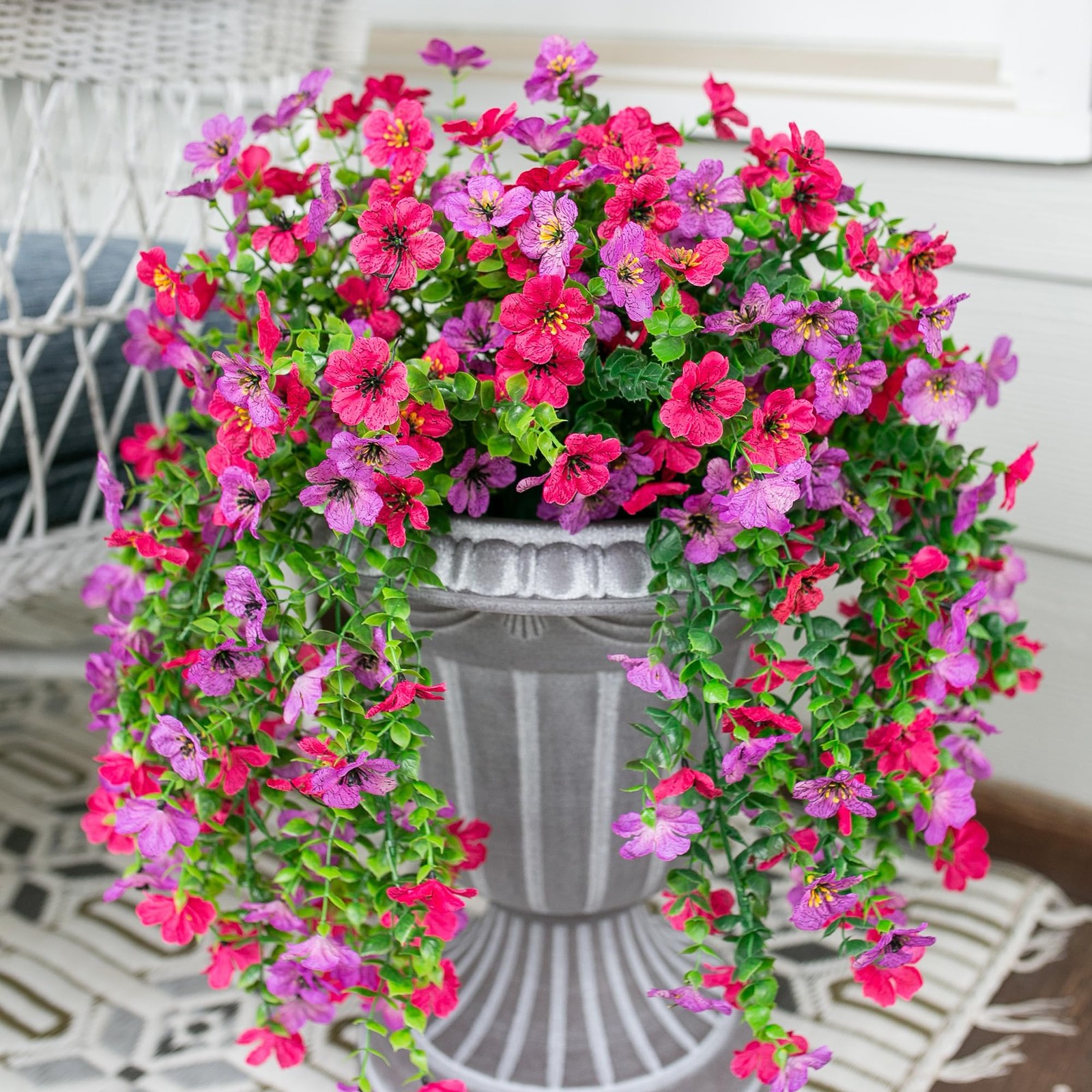 Artificial Faux Hanging Flowers Plants for Outdoor Decor, 2 PCS Outside Fake …