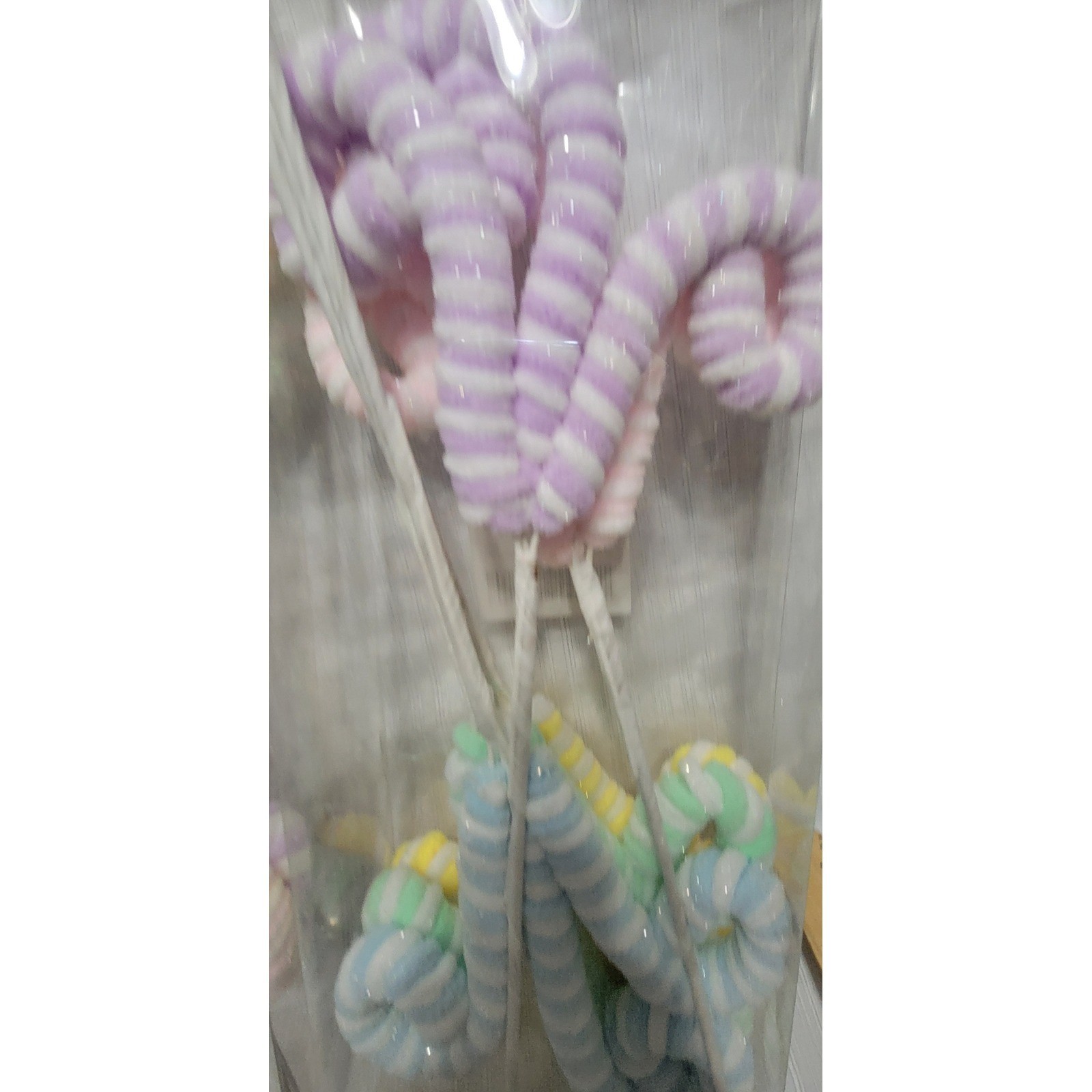 Pastel Striped Curly Floral Picks Glitter Wreath Decor Stems 2 Pack