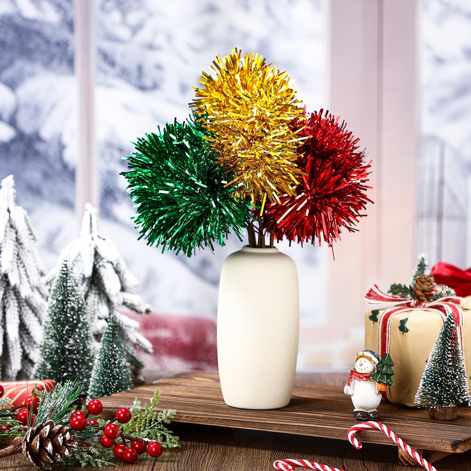 6 Pack 12 Inch Sparkly Christmas Picks and Sprays Christmas Tinsel Tree Picks…