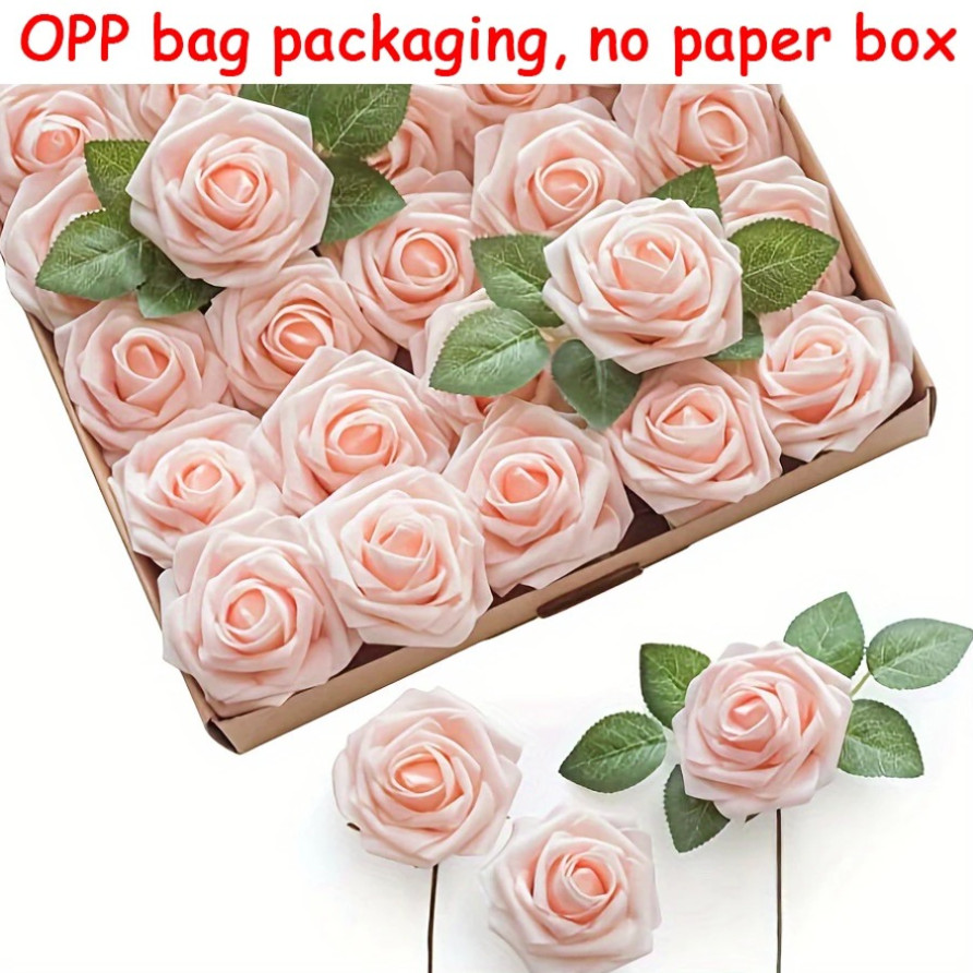 25pcs Artificial Rose Flowers Stem DIY Wedding Bouquet Home Decor Set – NEW