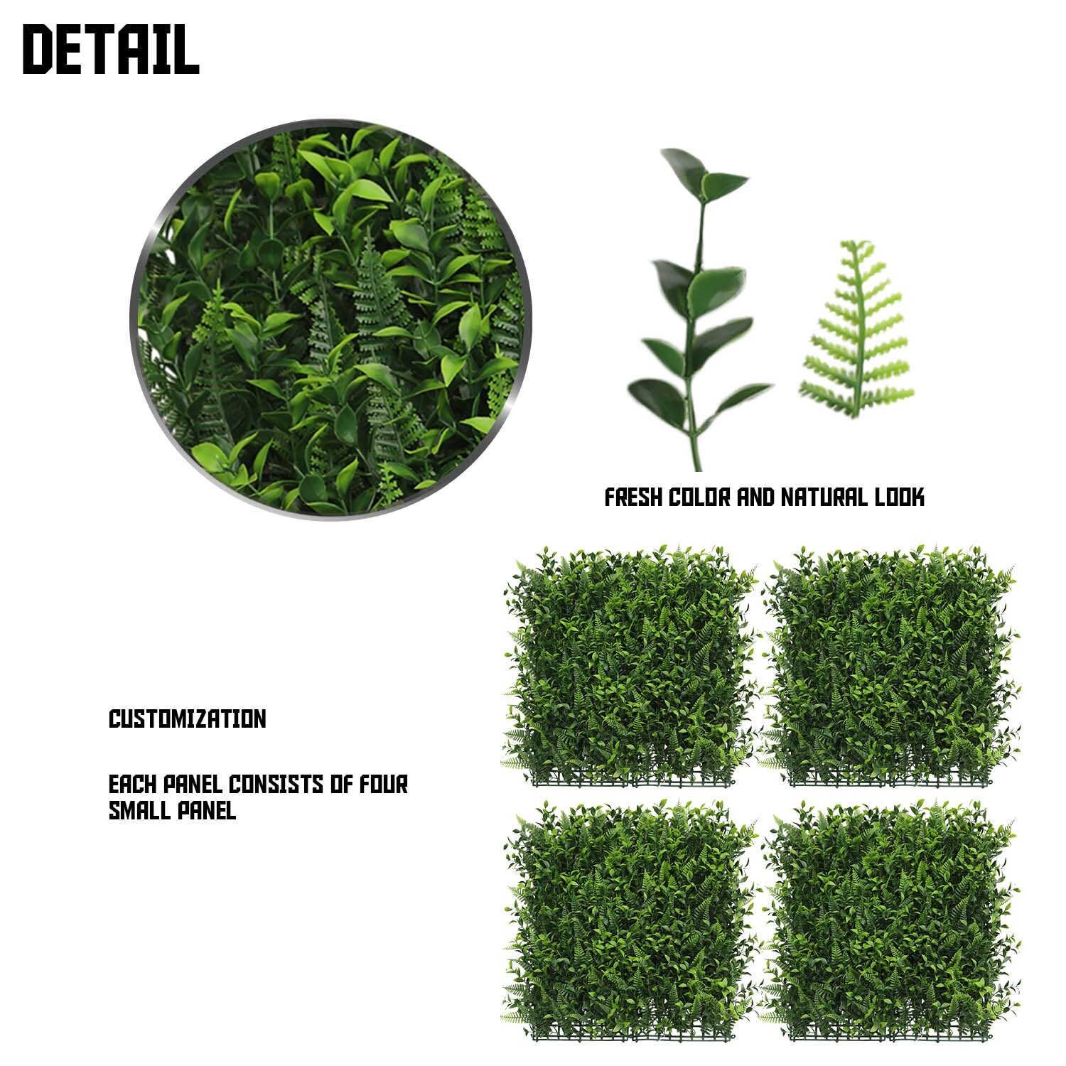 20″ Artificial Faux 3D Mix Leaves Wall Panel Fence Screen Home Outdoor Decor #09