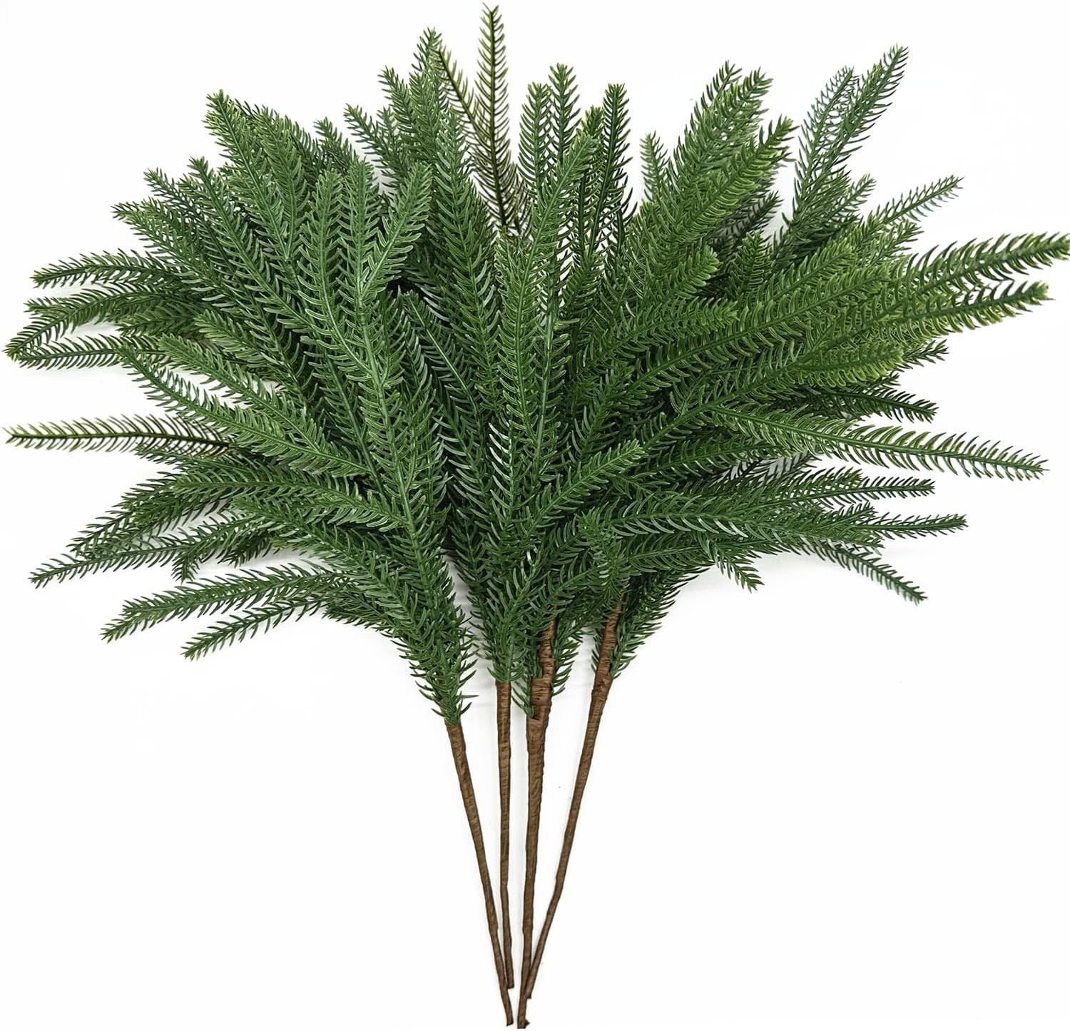Lifelike Norfolk Pine Stems – 4-Pack 18 Inch Faux Greenery for Home Decor