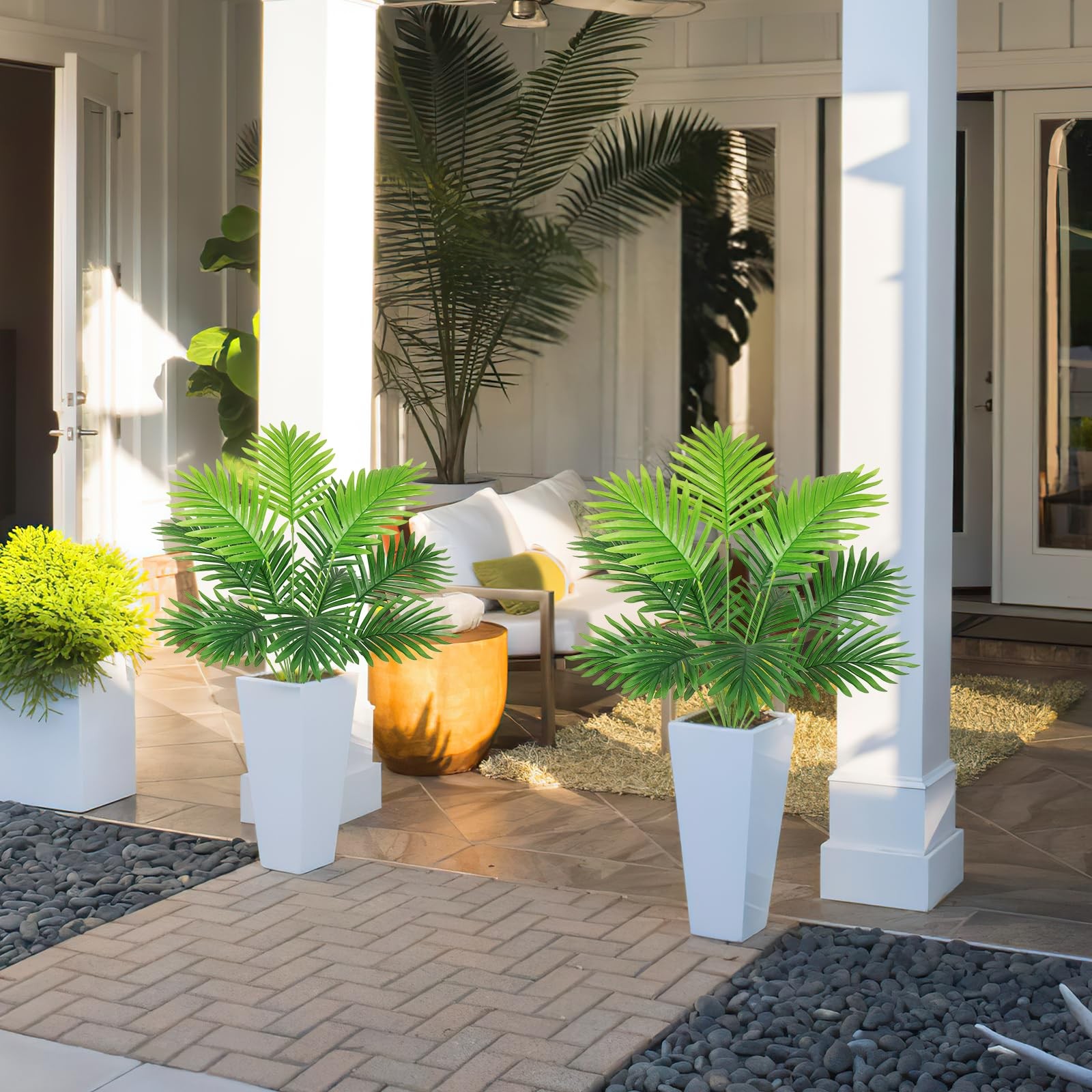 SOMYTING Set of 2 Artificial Areca Palm Plants in Pots, Fake Plants Artificial F