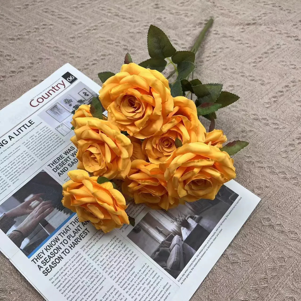 9 Head Diamond Roses European Artificial Flowers Home Wedding Rose Wedding Hotel