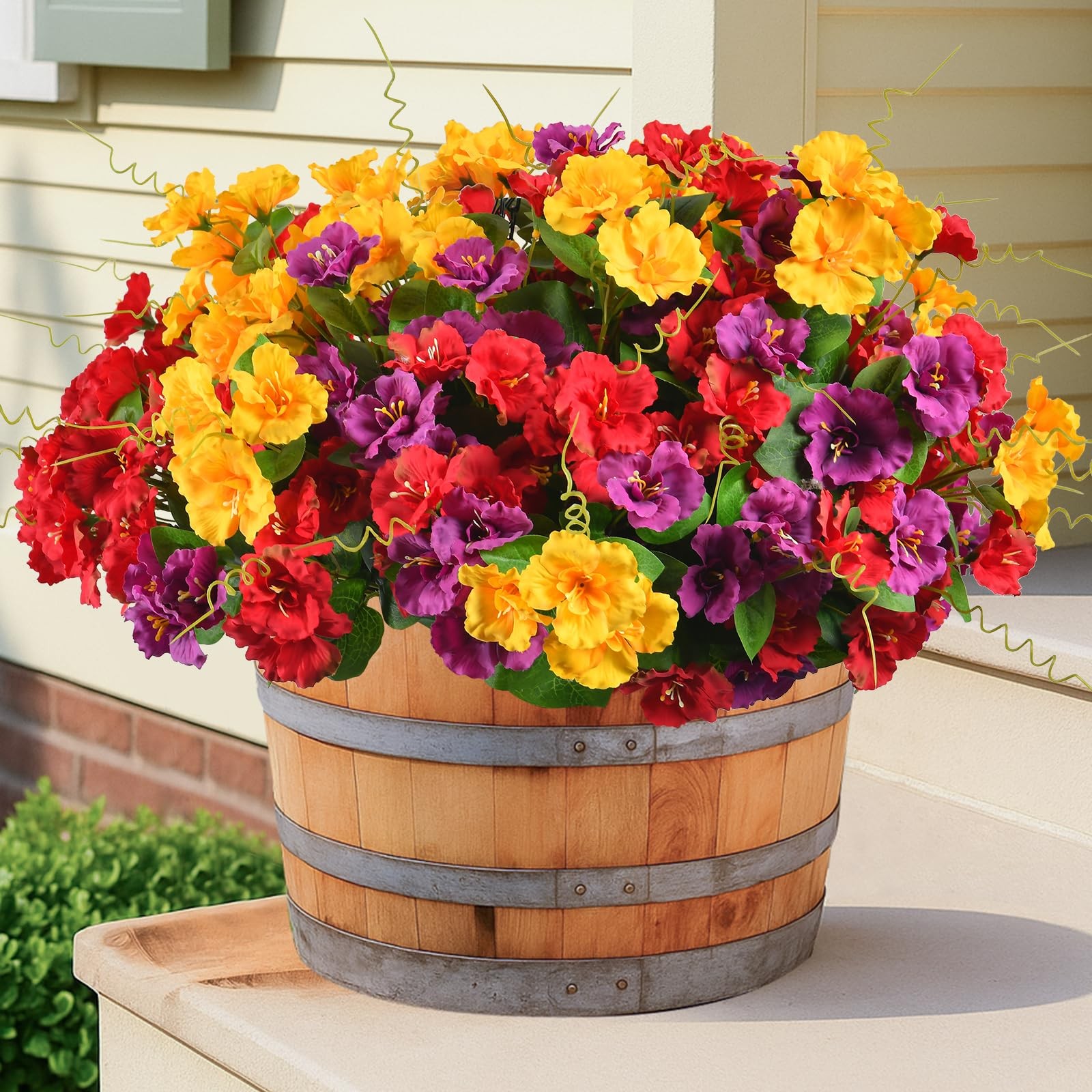 6 Pack Artificial Flowers for Outdoors UV Protected Silk Flowers for Outside,…