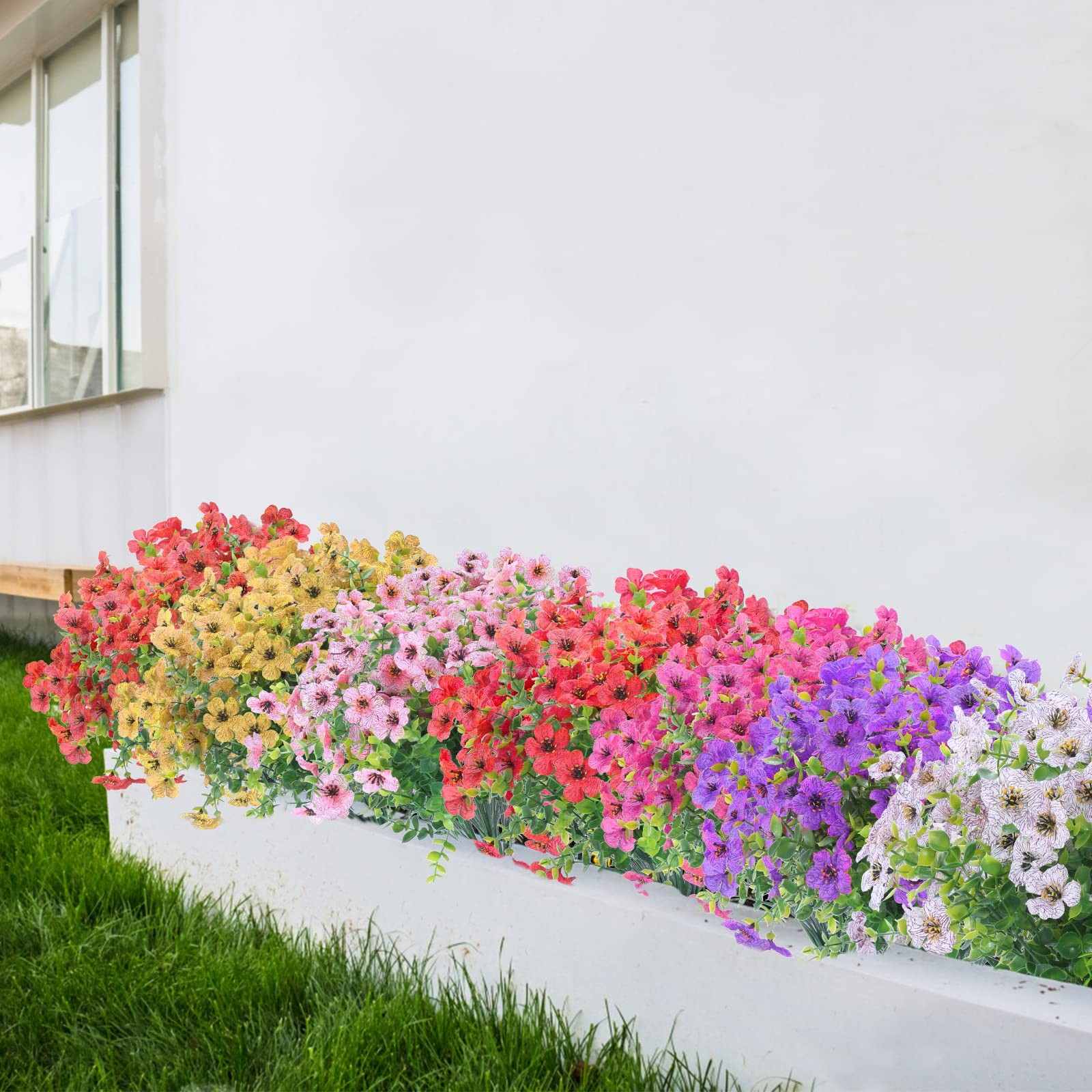 12 Bundles Artificial Flowers Outdoor UV Resistant Fake Plastic Plants Indoor…