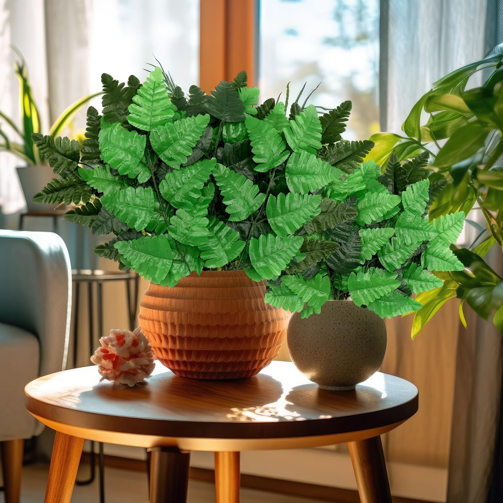 48 Pcs Artificial Silk Fern Artificial Greenery Stems Cemetery 4 Styles Flowers