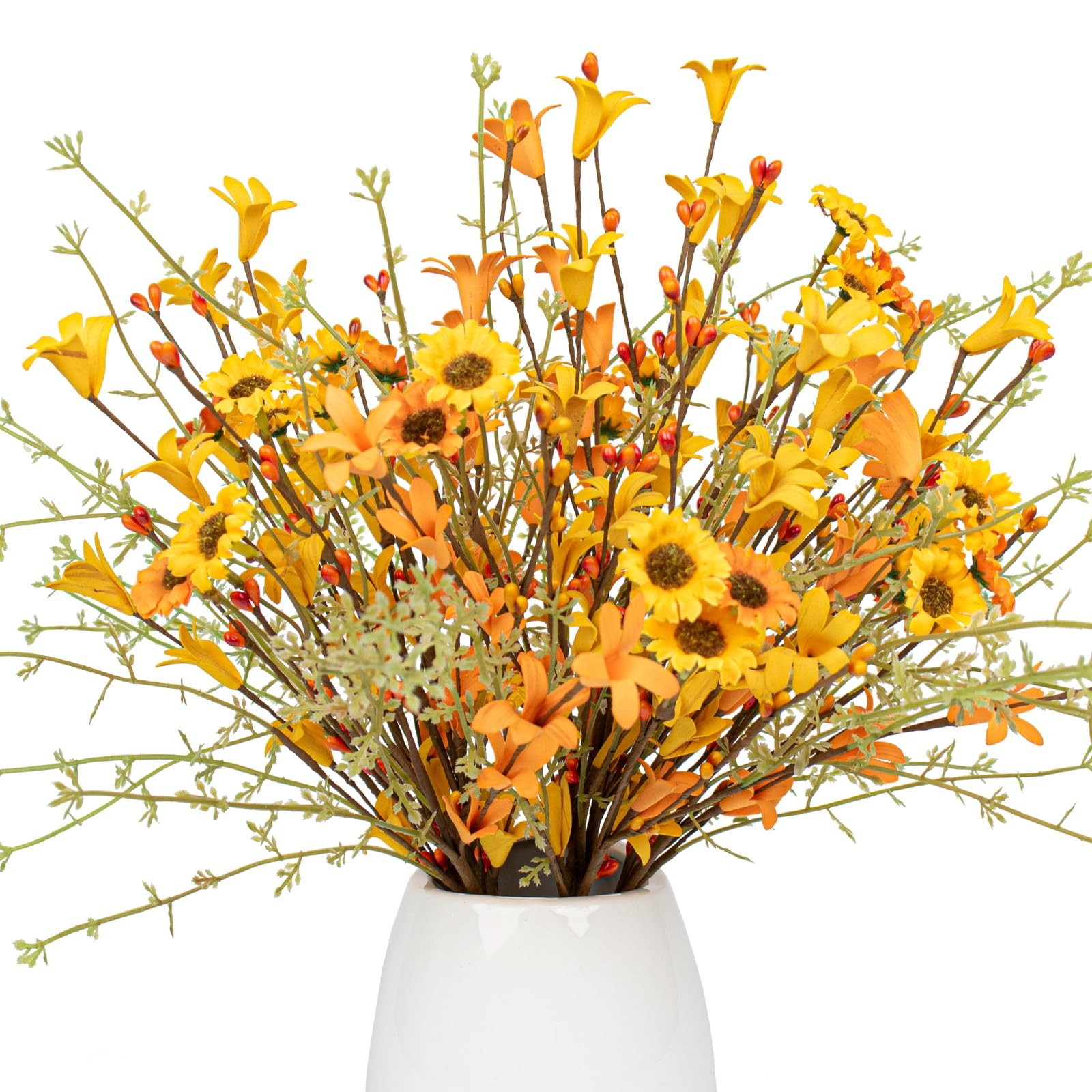 Fall Flower Decorations 12 Pack Autumn Floral Picks Artificial Forsythia Flow…