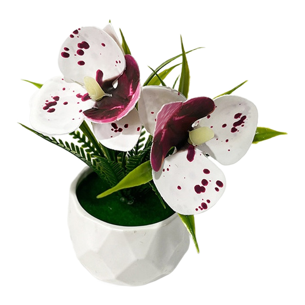 Miniature Orchid Fake Plant with Natural Look for Living Room Bedroom Decor