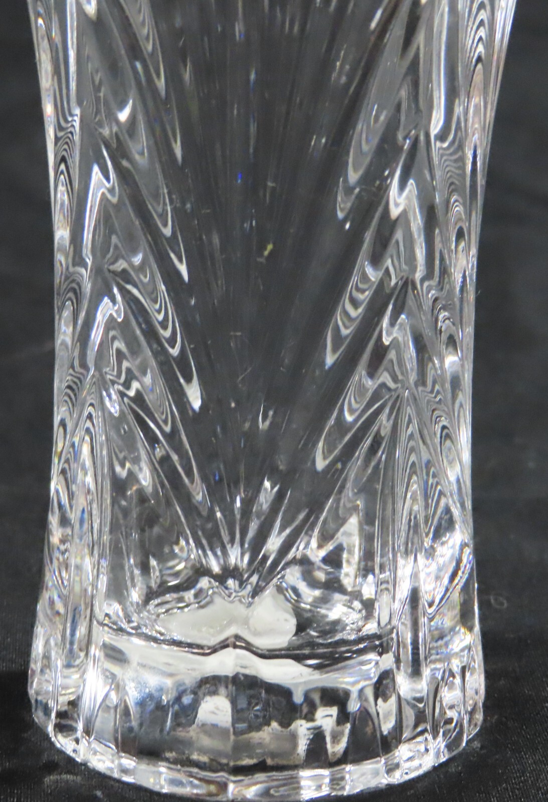 Crystal Flower Bud Vase 5″ Ribbed Mikasa Swirl Oval Mouth Art Deco Excellent