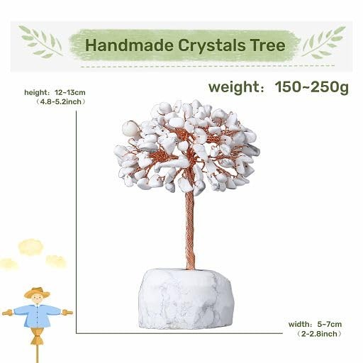 White Howlite Crystals Tree Natural Crystals Gemstones Base Copper Wire Tree …