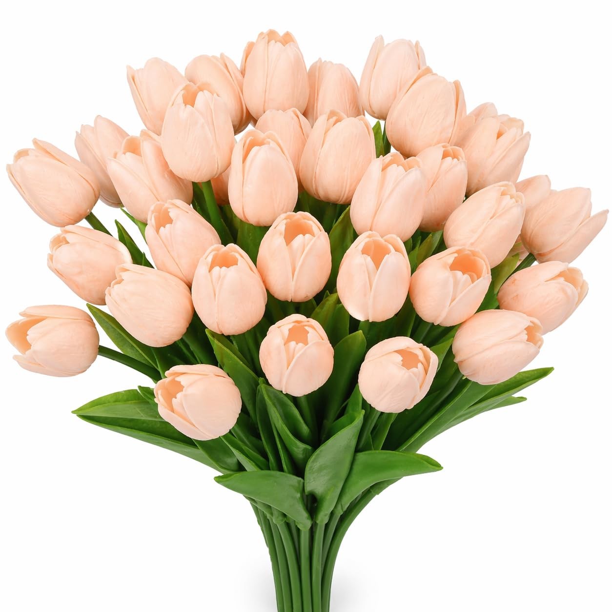 30 PCS Light Pink Artificial Fake PU Tulips 13.7 Inch Real Touch Floral