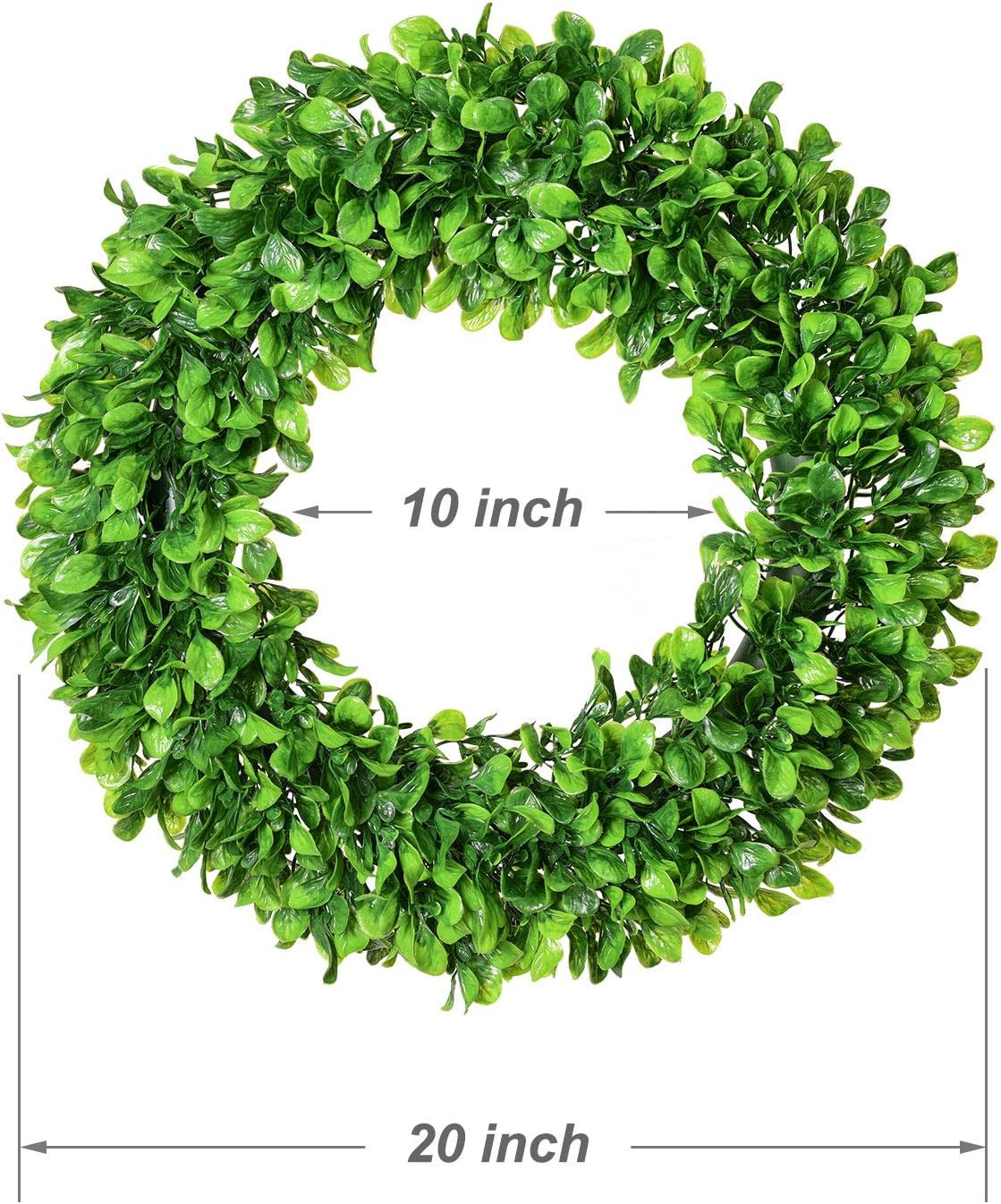 20″ Artificial Green Leaves Boxwood Wreath for Front Door Wall Farmhouse Decor
