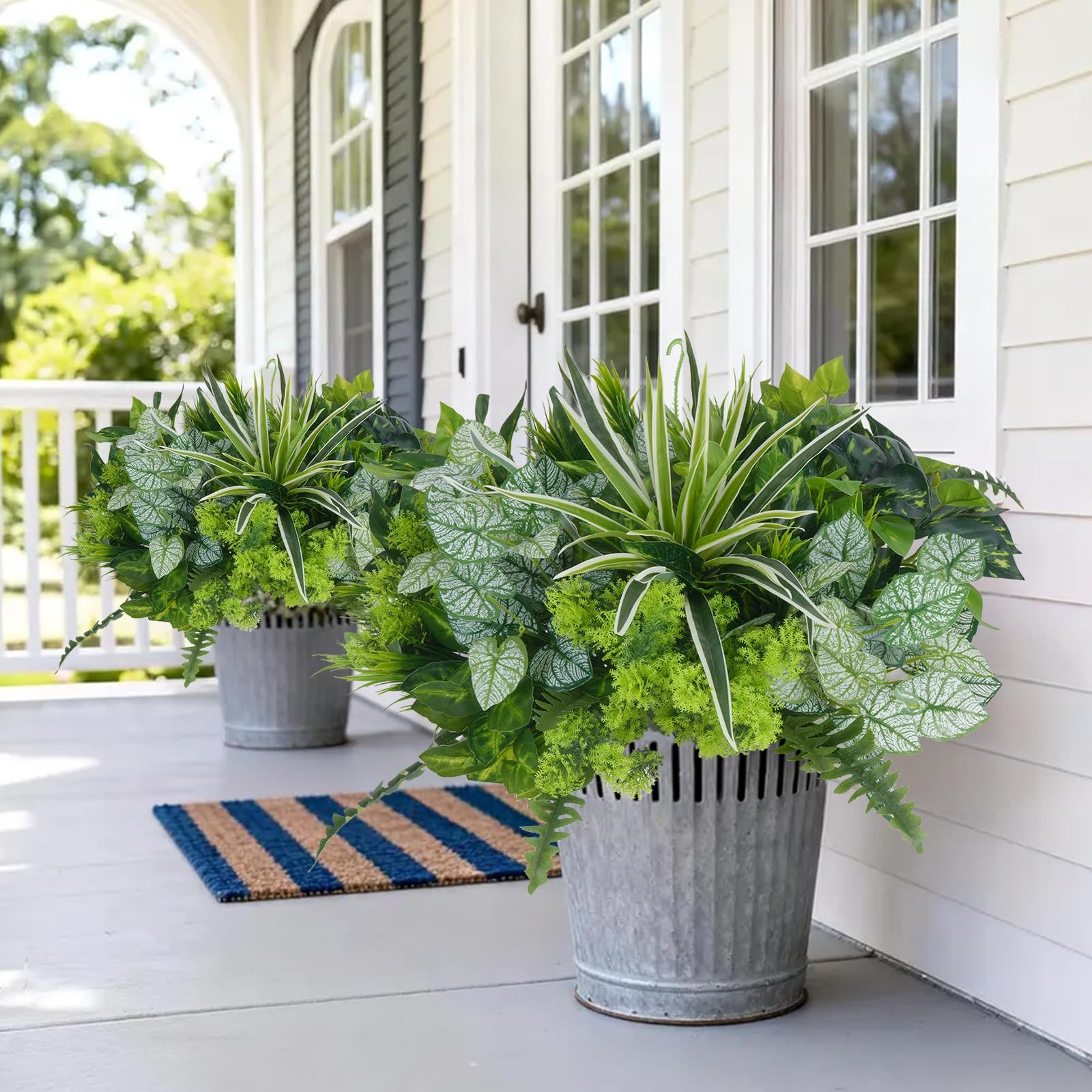 18 Bundles Artificial Greenery for Outdoors, Artificial Outdoor Plants UV Res…