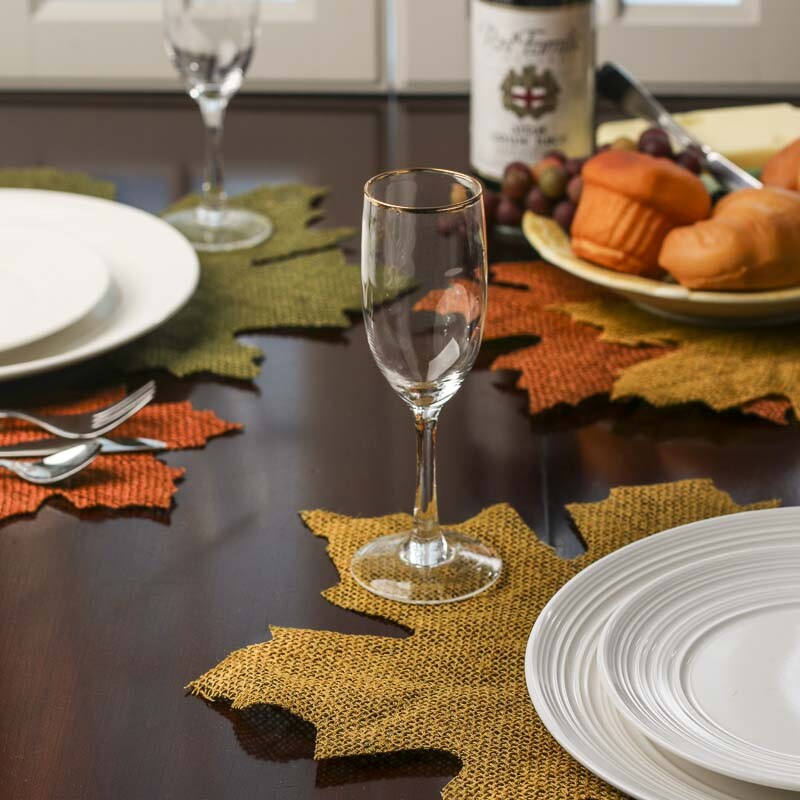 Package of 15 Assorted Size Large Stiffened Earth Tone Burlap Leaves