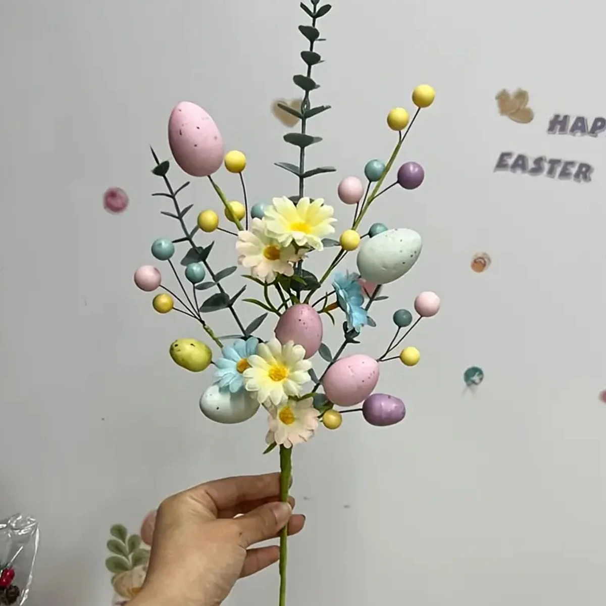 Easter Egg Flower Pick Stem Daisy Berry Spring Branch Easter Bouquet Decor